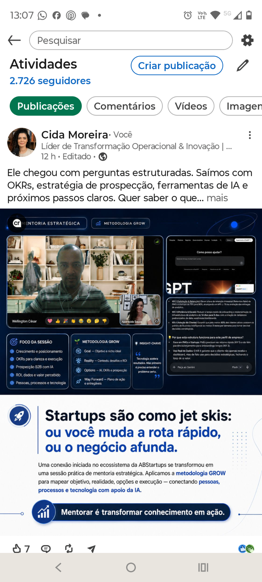 Cida Moreira em mentoria estratégica com empreendedor